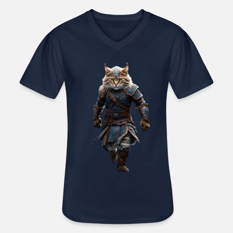 Wikinger-Katze - Männer-T-Shirt mit V-Ausschnitt - Navy