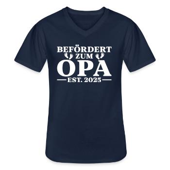 Werdender Großvater Befördert zum Opa 2025 - Männer-T-Shirt mit V-Ausschnitt - Navy - Vorne - AI Model Male 178 dark (178cm)