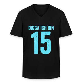 Blue Digga I'm 15 Years Boy 15th Birthday - Men's V-Neck T-Shirt - black - Front - AI Model Male 178 dark (178cm)