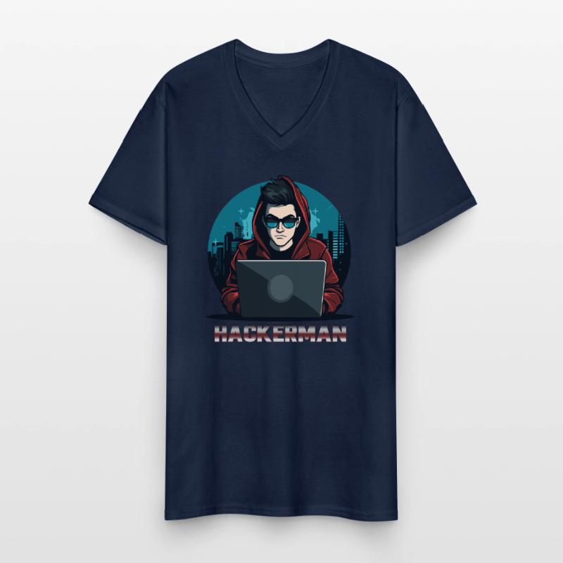 Cool Hacker Coding IT Specialist Hackerman Men's V-Neck T-Shirt