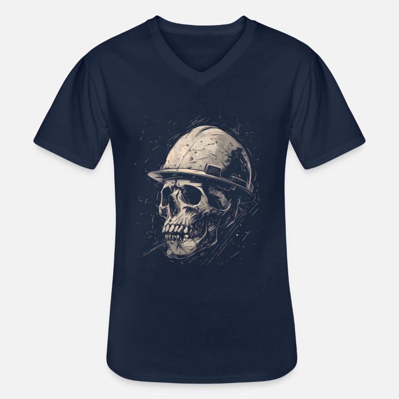 Skull Construction Worker - Men's V-Neck T-Shirt - navy