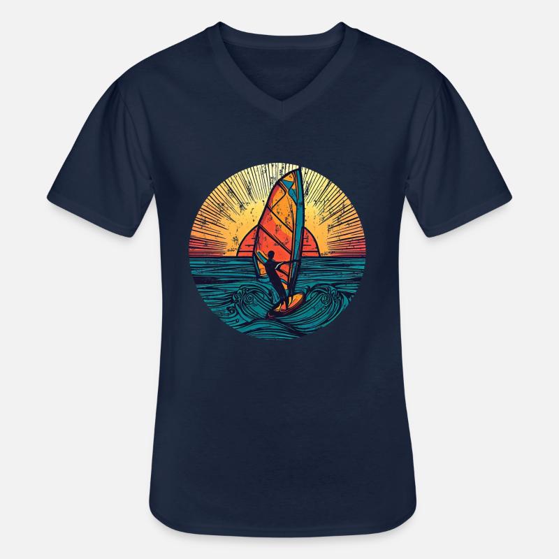 windsurfer surfer sunset - Männer-T-Shirt mit V-Ausschnitt - Navy