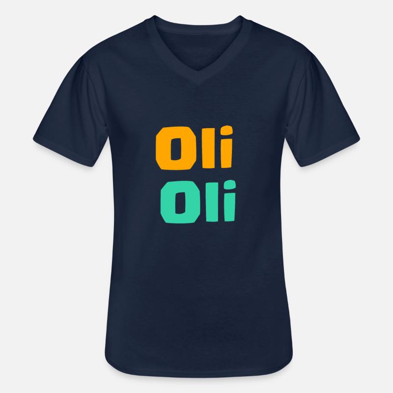 Oli Oliver - Männer-T-Shirt mit V-Ausschnitt - Navy
