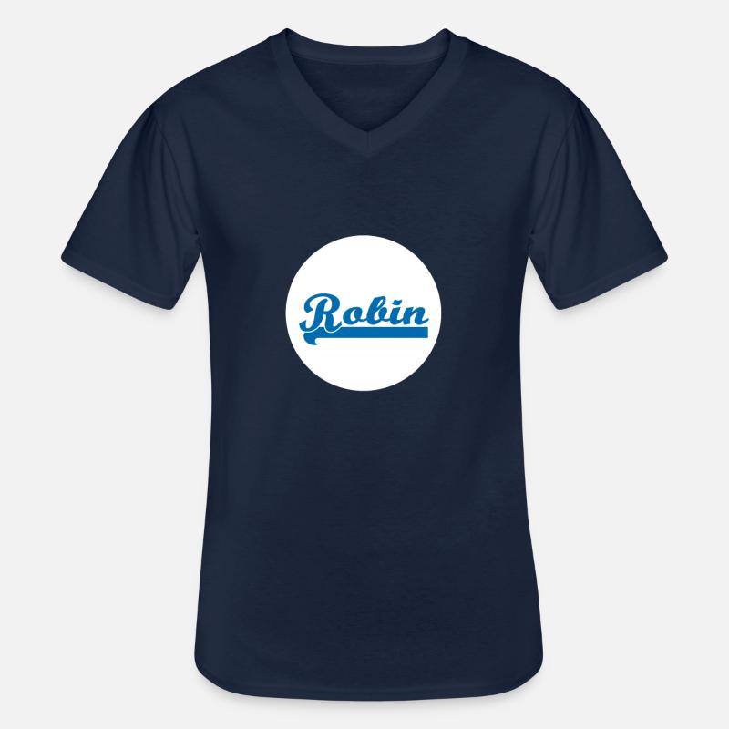 Robin - Männer-T-Shirt mit V-Ausschnitt - Navy