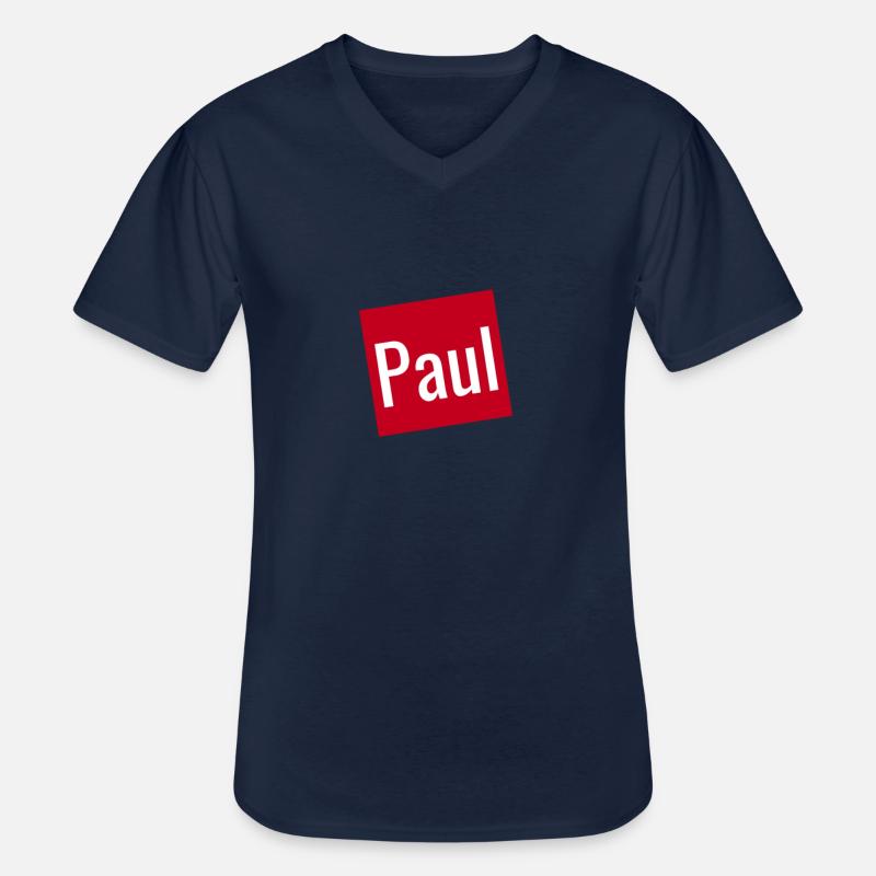 Paul - Männer-T-Shirt mit V-Ausschnitt - Navy