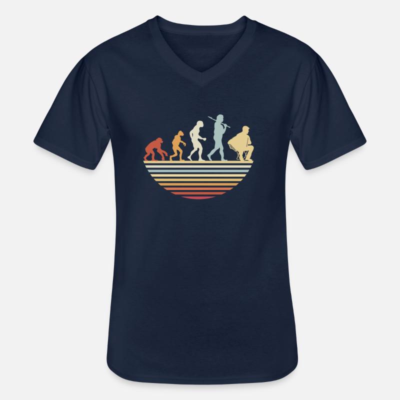 Accordion Evolution - Männer-T-Shirt mit V-Ausschnitt - Navy
