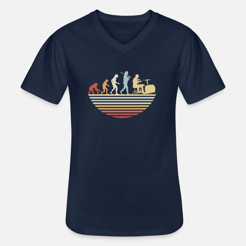 Drums Evolution - Männer-T-Shirt mit V-Ausschnitt - Navy