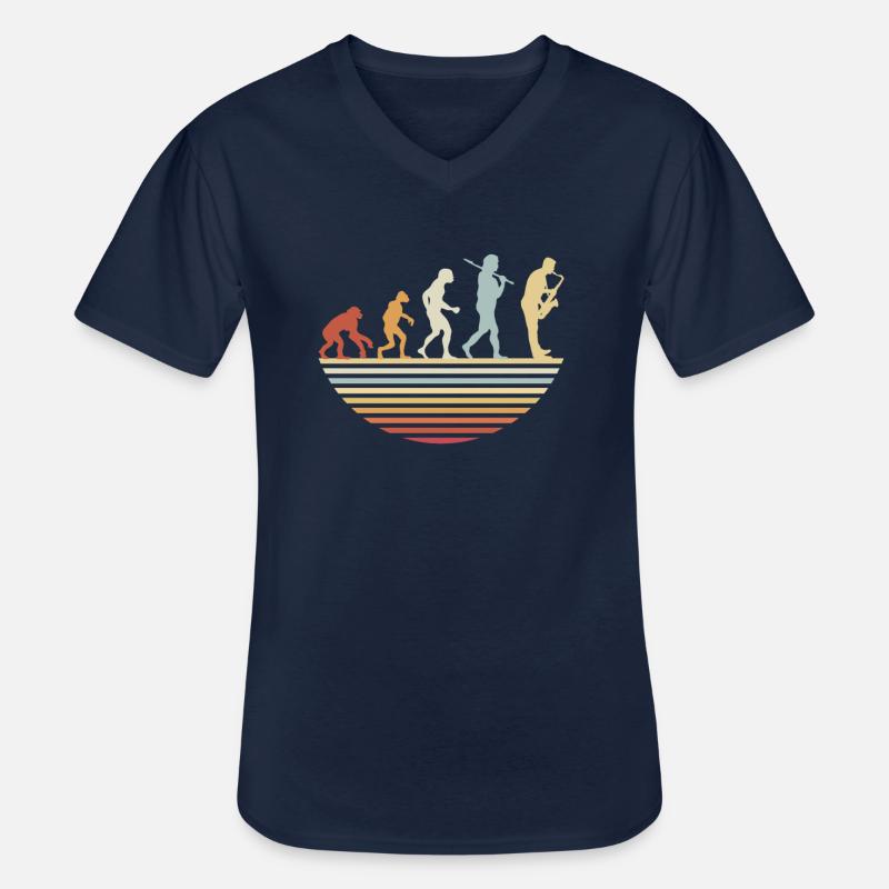 Saxophone evolution - Men's V-Neck T-Shirt - navy