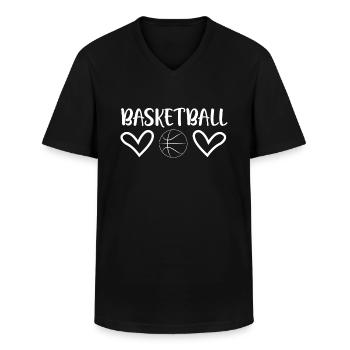 Basketball jersey love heart shorts basket - Men's V-Neck T-Shirt - black - Front - AI Model Male 178 dark (178cm)