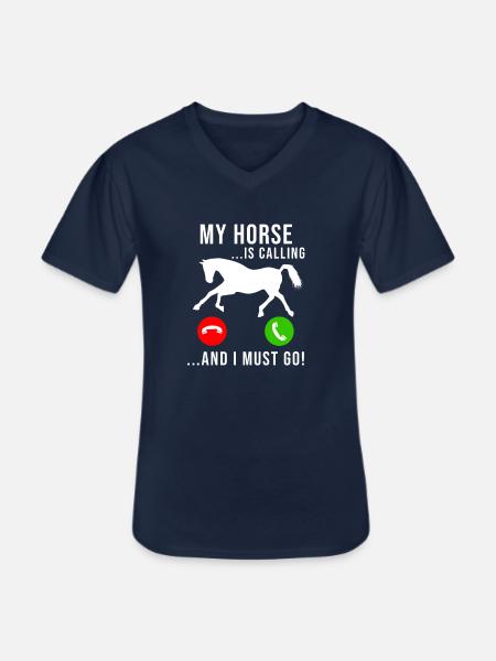 Horse Calls To Horses Girl Funny Riding Stable - Men's V-Neck T-Shirt - navy