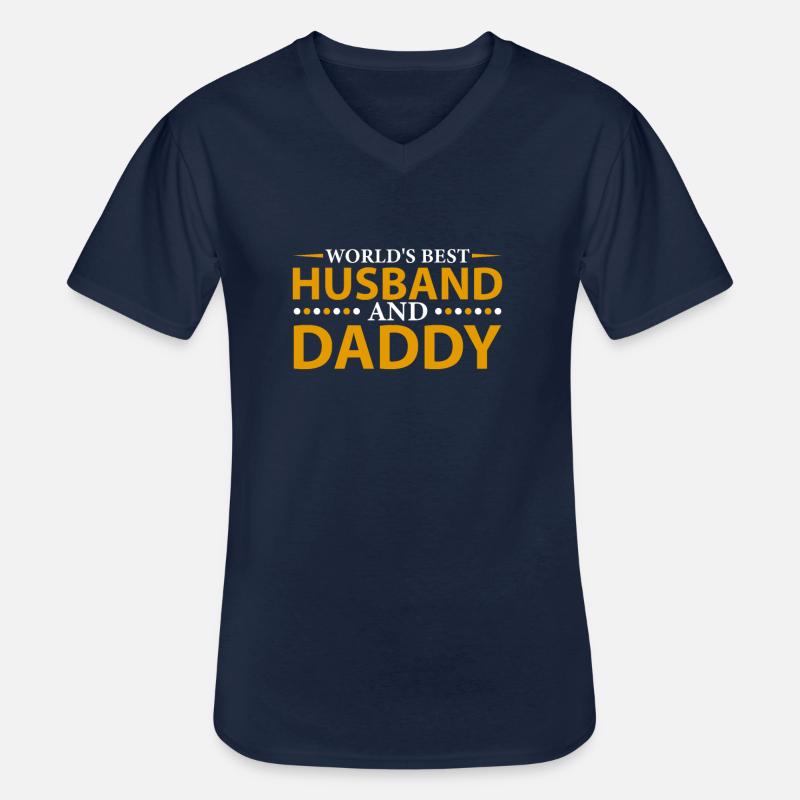 Ehemann Papa - Männer-T-Shirt mit V-Ausschnitt - Navy
