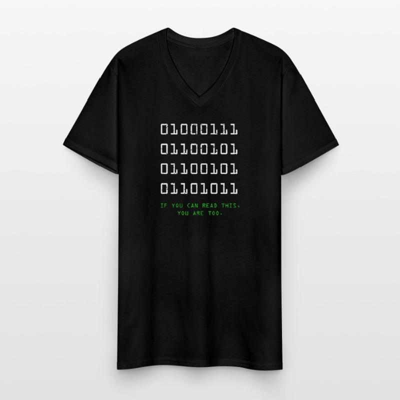 Geek Computer Nerd Binary Code IT Drôle programmeur T-shirt col V Homme