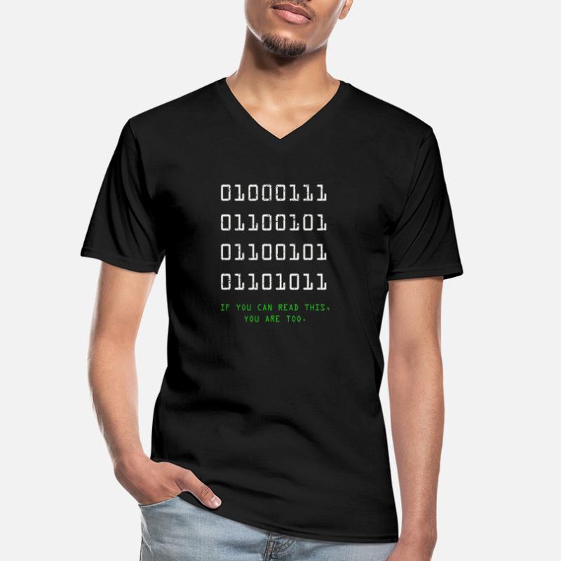 Geek Computer Nerd Binary Code IT Drôle programmeur T-shirt col V Homme