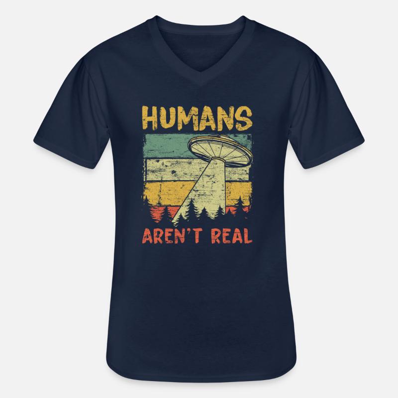 Humans Aren't Real Aliens Exist - Männer-T-Shirt mit V-Ausschnitt - Navy