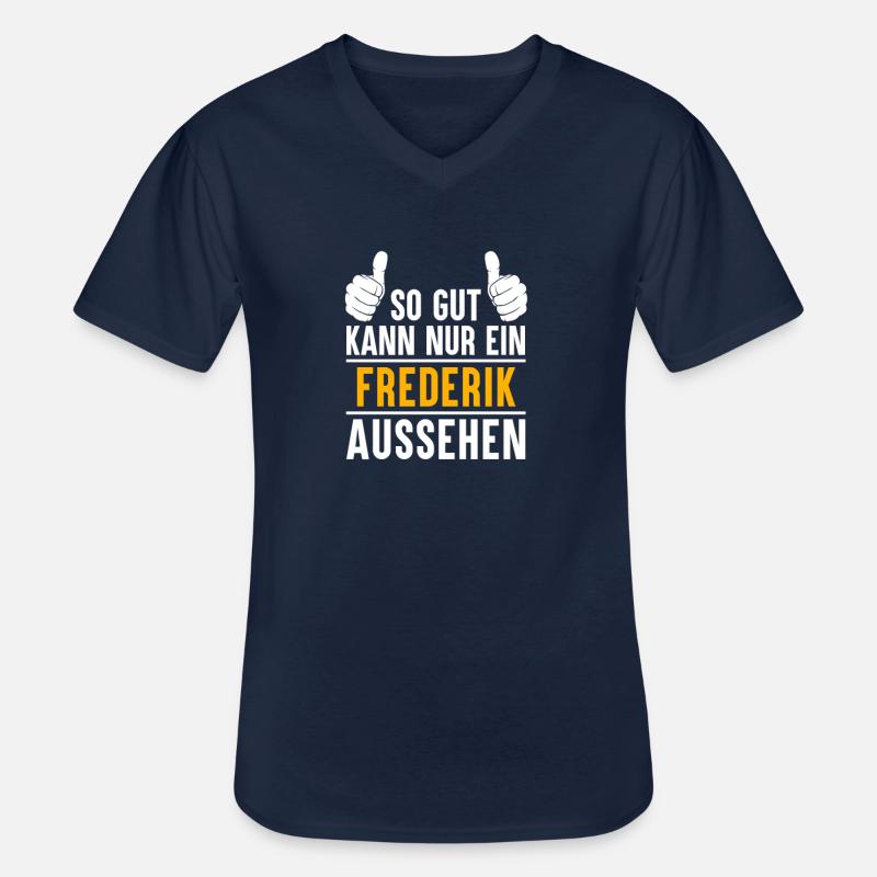 Frederik Vorname Name Geschenk - Männer-T-Shirt mit V-Ausschnitt - Navy