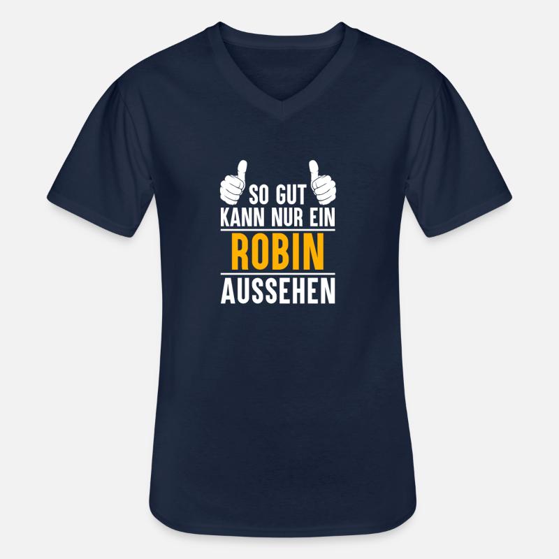 Robin Vorname Name Geschenk - Männer-T-Shirt mit V-Ausschnitt - Navy