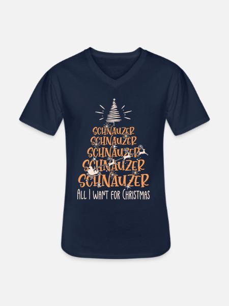Schnauzer Hund Weihnachten Hunderasse - Männer-T-Shirt mit V-Ausschnitt - Navy