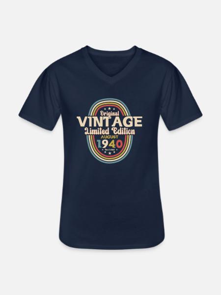 84. Geburtstag Original August 1940 Jahrgang 1940 - Männer-T-Shirt mit V-Ausschnitt - Navy