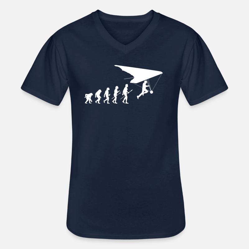 Hängegleiter Deltasegler Evolution Drachenflieger - Männer-T-Shirt mit V-Ausschnitt - Navy