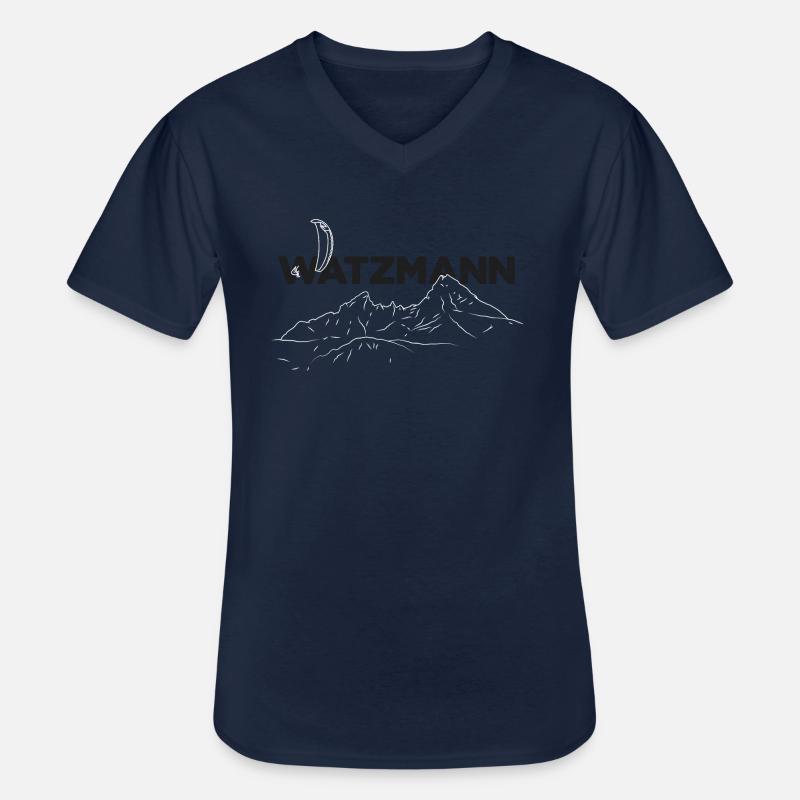 Watzmann Paragliding - Männer-T-Shirt mit V-Ausschnitt - Navy