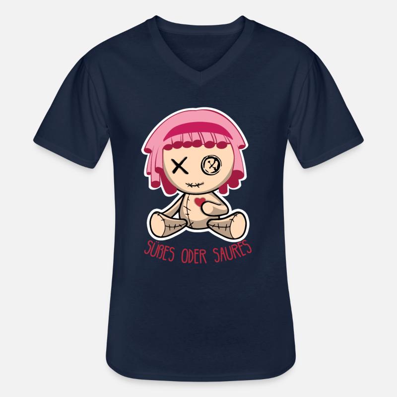 Halloween Puppe - Süßes oder Saures - Männer-T-Shirt mit V-Ausschnitt - Navy