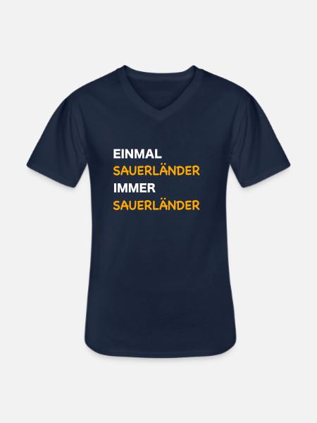 Einmal Sauerländer, immer Sauerländer - Männer-T-Shirt mit V-Ausschnitt - Navy