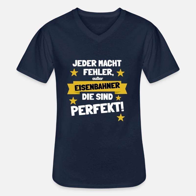 Eisenbahner sind perfekt - Männer-T-Shirt mit V-Ausschnitt - Navy