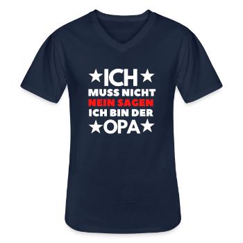 Ich muss nicht NEIN sagen ich bin OPA - Männer-T-Shirt mit V-Ausschnitt - Navy - Vorne - AI Model Male 178 dark (178cm)