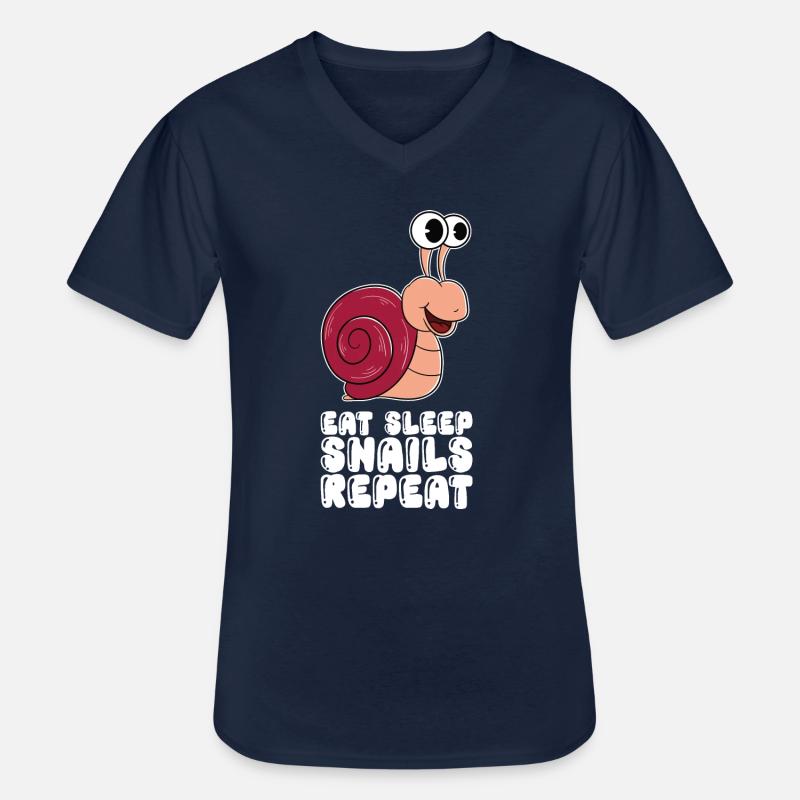 Eat Sleep Snails Repeat - Männer-T-Shirt mit V-Ausschnitt - Navy
