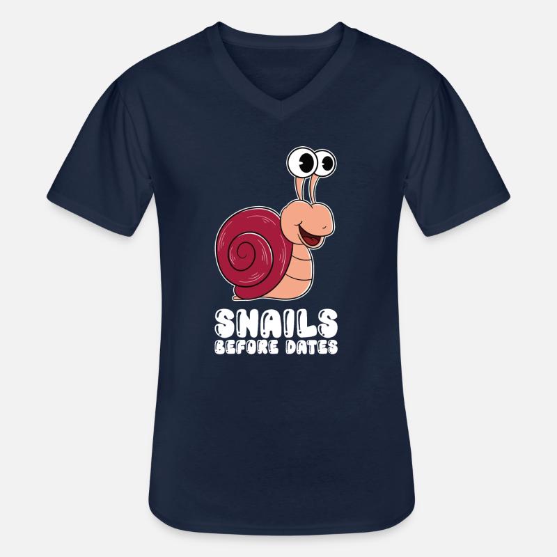 Snails before dates - Men's V-Neck T-Shirt - navy