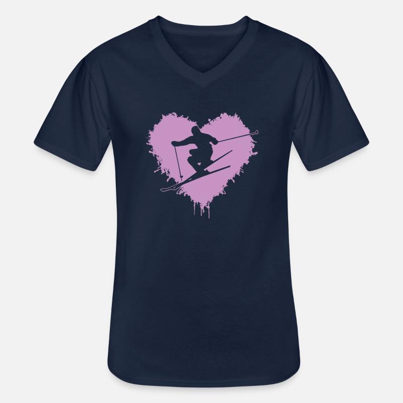 Ski Skiing - Männer-T-Shirt mit V-Ausschnitt - Navy