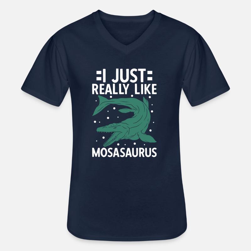 I Just Really Like Mosasaurus - Männer-T-Shirt mit V-Ausschnitt - Navy