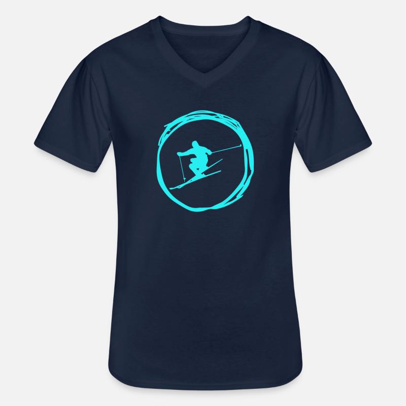 skiing - Männer-T-Shirt mit V-Ausschnitt - Navy