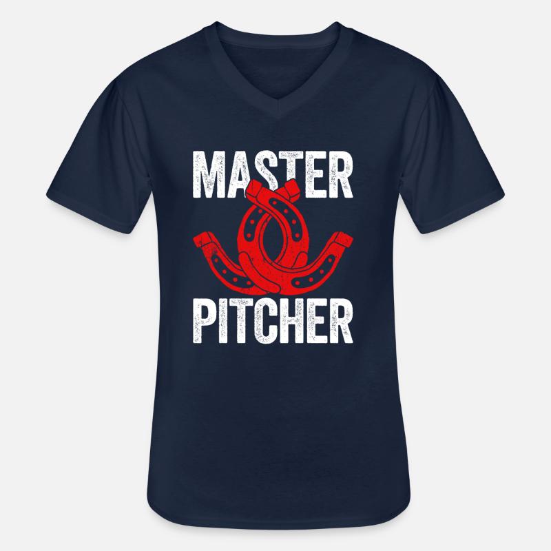 Master Pitcher Horseshoe Pitching - Männer-T-Shirt mit V-Ausschnitt - Navy