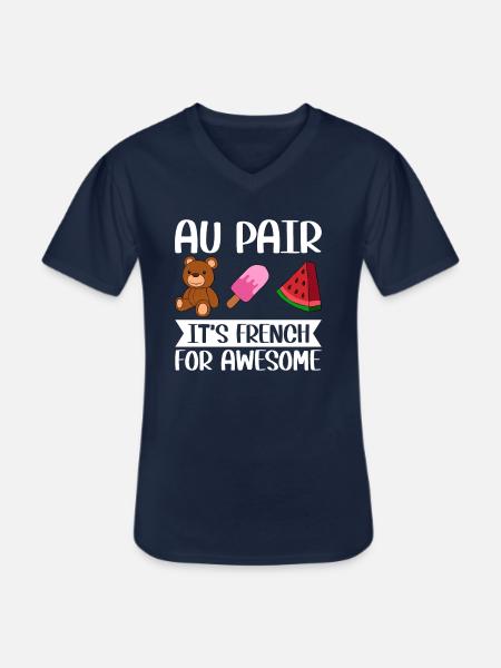 Au Pair Girl Kindergarten Nanny - Men's V-Neck T-Shirt - navy