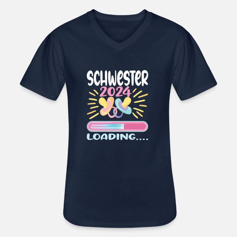 Schwester werden Schwester 2024 - Männer-T-Shirt mit V-Ausschnitt - Navy
