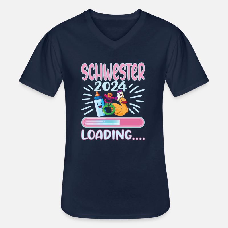 Schwester werden Schwester 2024 - Männer-T-Shirt mit V-Ausschnitt - Navy