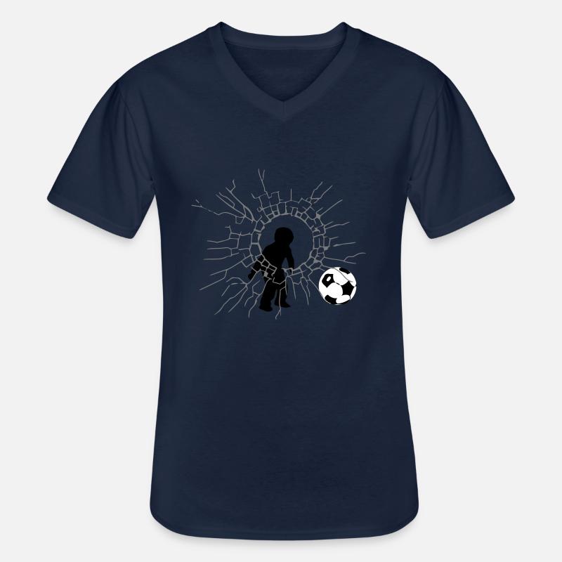 Fußball Junge - Männer-T-Shirt mit V-Ausschnitt - Navy
