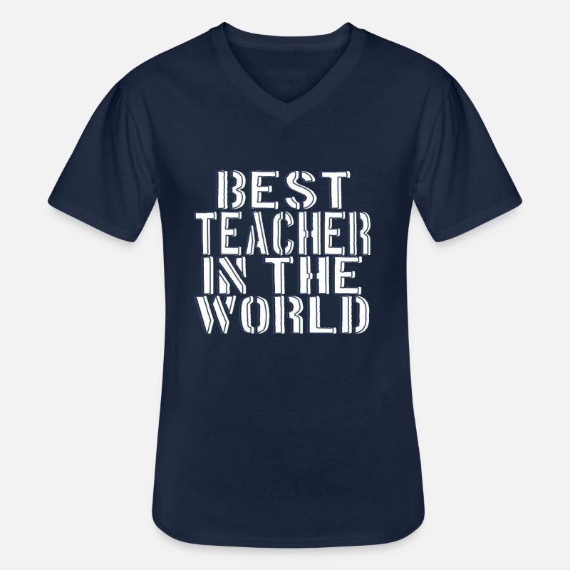 Bester Lehrer der Welt - Männer-T-Shirt mit V-Ausschnitt - Navy