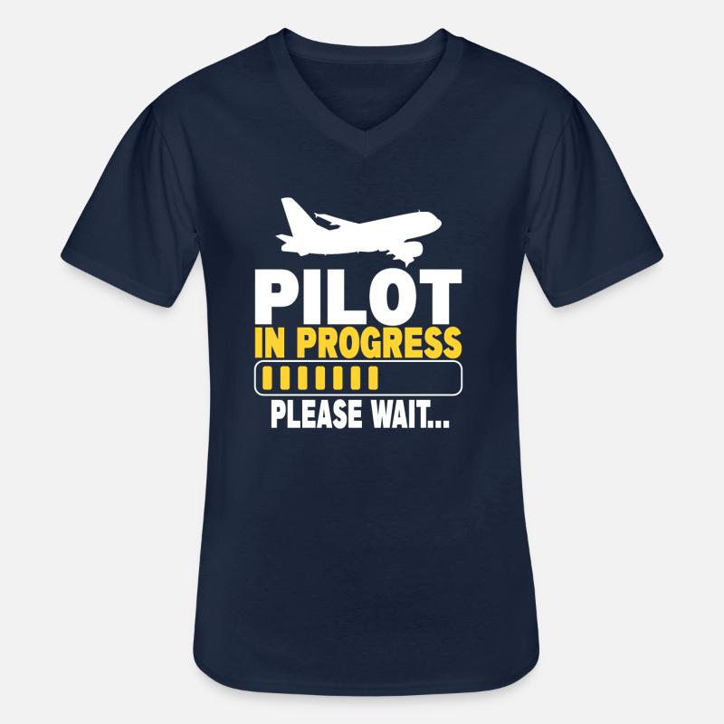 Pilot In Progress Please Wait - Männer-T-Shirt mit V-Ausschnitt - Navy