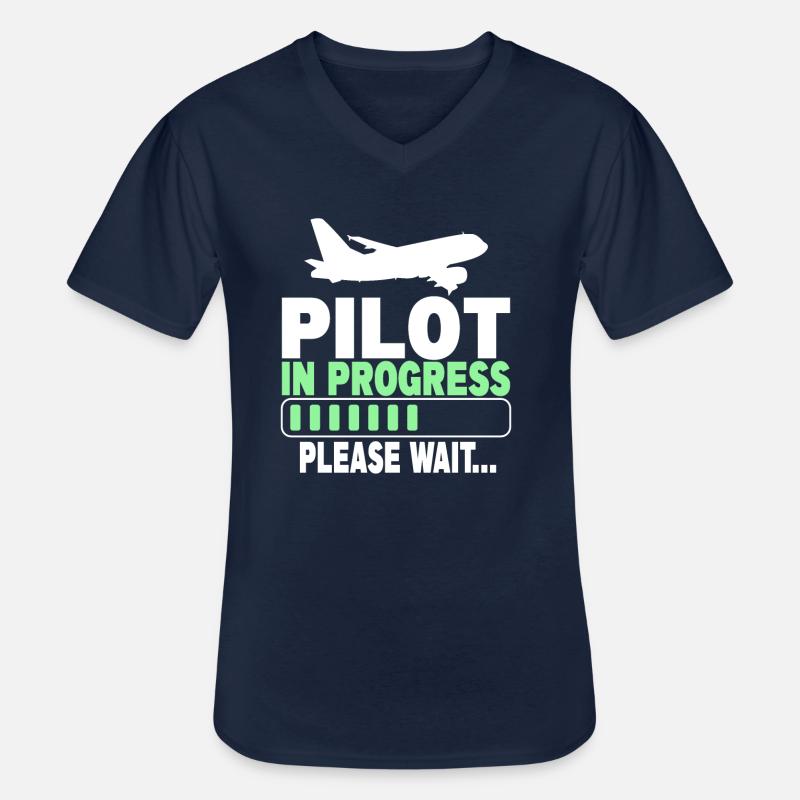 Pilot In Progress Please Wait - Männer-T-Shirt mit V-Ausschnitt - Navy