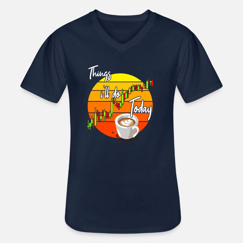 Kaffee und Trading - Männer-T-Shirt mit V-Ausschnitt - Navy