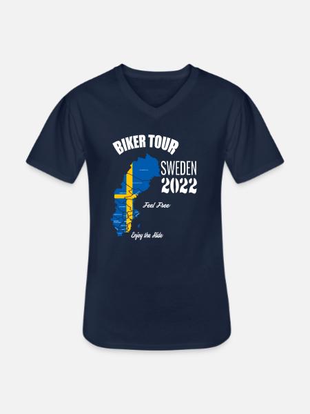 Biker Tour 2022 Sweden Motorcycle Tour Holiday - T-shirt med V-ringning herr - marinblå