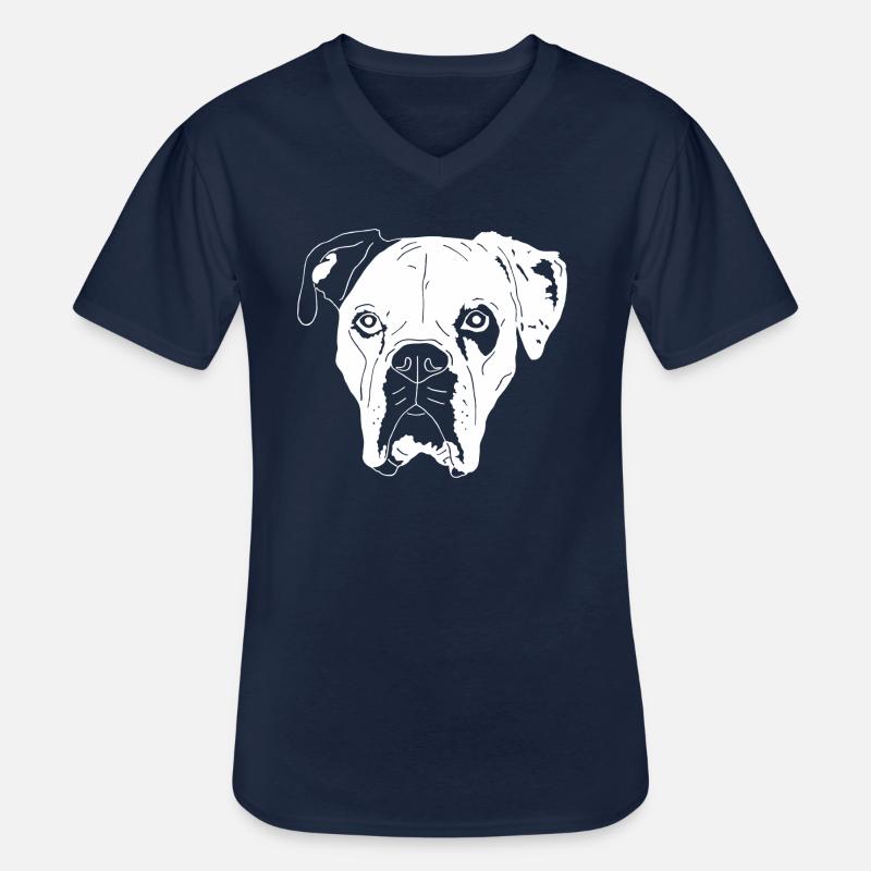 Boxer Mix - Männer-T-Shirt mit V-Ausschnitt - Navy