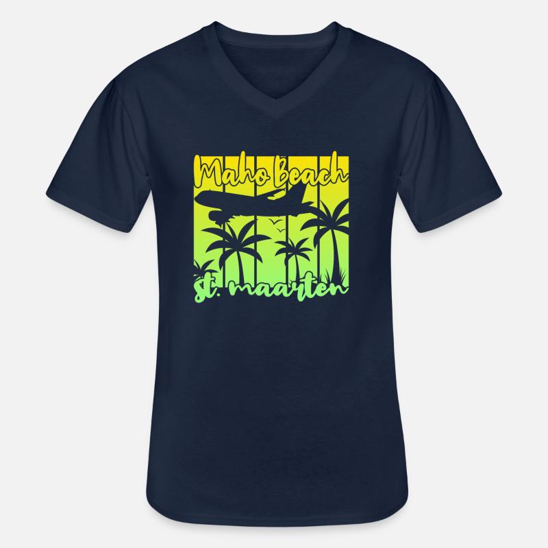 Maho Beach St. Maarten - Männer-T-Shirt mit V-Ausschnitt - Navy