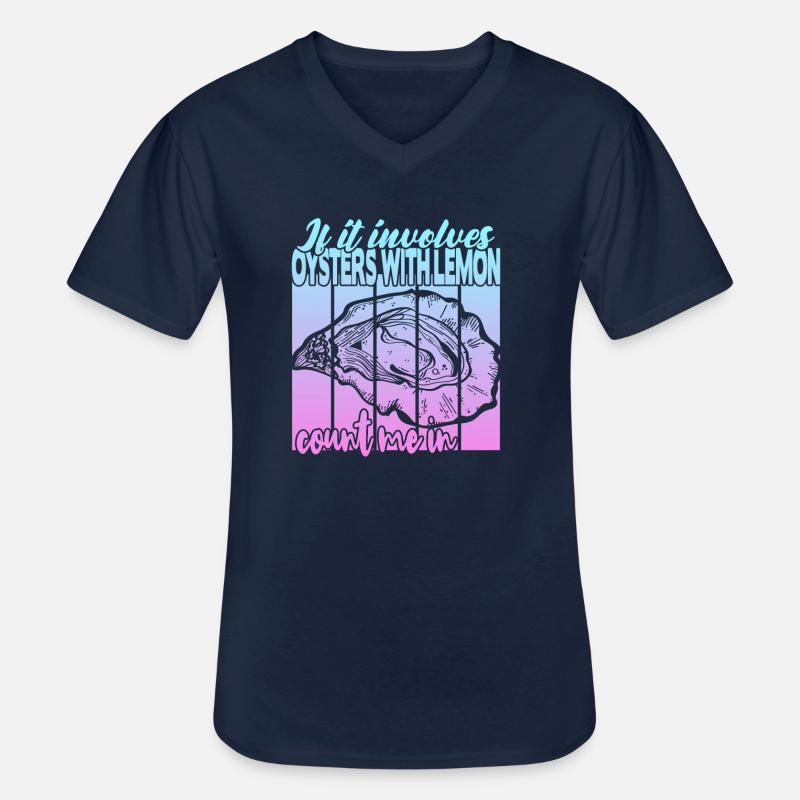 Austern mit Zitrone - Männer-T-Shirt mit V-Ausschnitt - Navy