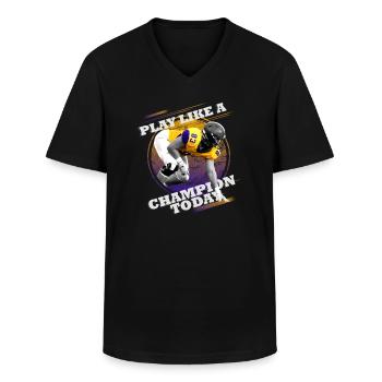 Spielen Sie Heute Ein Champion Football Rugby - Männer-T-Shirt mit V-Ausschnitt - Schwarz - Vorne - AI Model Male 178 dark (178cm)