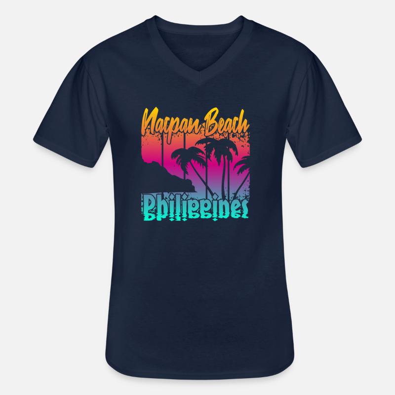 Nacpan Beach Philippines - Männer-T-Shirt mit V-Ausschnitt - Navy