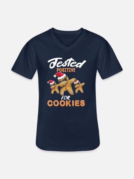 Positive on Cookie Chef Christmas - Men's V-Neck T-Shirt - navy