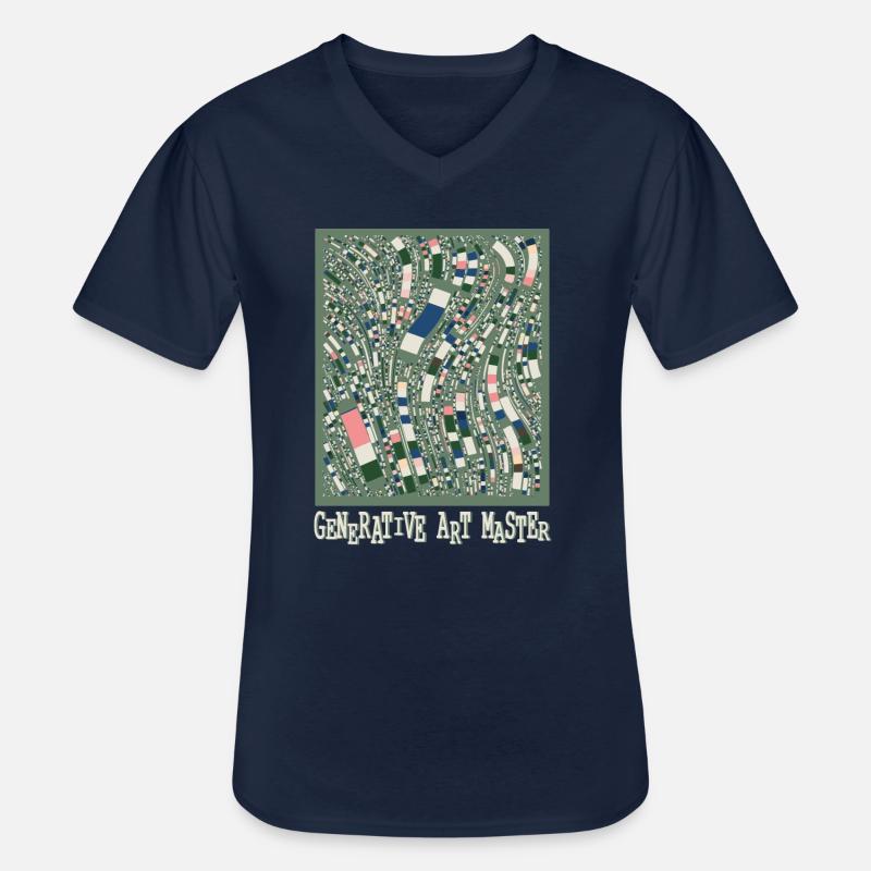 Generativer Kunstmaster-Programmierbildcode - Männer-T-Shirt mit V-Ausschnitt - Navy